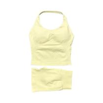 Conjunto De Fitness Feminino: Top Halter Longline Antichoque E Shorts Scrunch Com Alças Para Treino