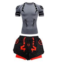 Conjunto de Fitness Jujutsu Kaisen Masculino - Camisa 3D de Secagem Rápida e Shorts de Compressão