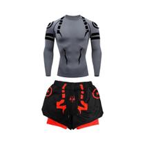 Conjunto de Fitness Jujutsu Kaisen Masculino - Camisa 3D de Secagem Rápida e Shorts de Compressão