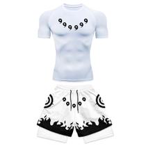 Conjunto De Fitness Masculino De Secagem Rápida Com Estampa De Anime, Camiseta E Shorts Para Corrida