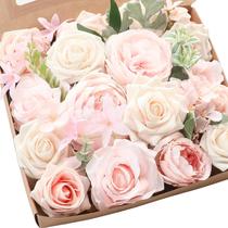 Conjunto de flores artificiais Floroom Cream Blush Roses Peonies