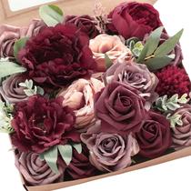 Conjunto de flores artificiais Floroom Marsala Roses Peonies Conjunto de flores artificiais Floroom Marsala Roses Peonies