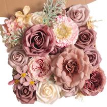 Conjunto de flores artificiais Koroni Flowers Dusty Rose com caules Conjunto de flores artificiais Koroni Flowers Dusty Rose com caules