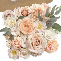 Conjunto de flores artificiais Rongflower Nude Champagne com hastes Conjunto de flores artificiais Rongflower Nude Champagne com hastes