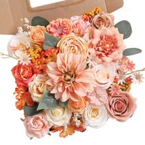 Conjunto de flores artificiais Rongflower Real Looking Orange Silk Conjunto de flores artificiais Rongflower Real Looking Orange Silk