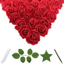 Conjunto de flores artificiais Vignor de 100 unidades com rosa vermelha cereja