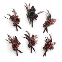 Conjunto de flores Ling's Moment, 6 peças, bordô de casamento, 7 x 12 cm Conjunto de flores Ling's Moment, 6 peças, bordô de casamento, 7 x 12 cm