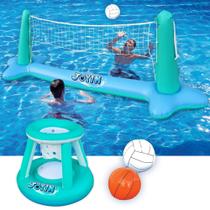 Conjunto de flutuação de piscina inflável JOYIN, rede de voleibol e basquete
