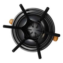 Conjunto de Fondue 11 Peças para 6 Pessoas Preto Garfos Jogo Completo Chocolate Queijo Mesa Posta Elegante Resistente