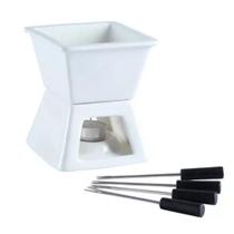 Conjunto De Fondue 7 Peça Chocolate E Queijo Branco Quadrado