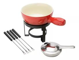 Conjunto De Fondue 8 Peças - Cerâmica - Lyor - Vermelho