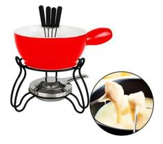 Conjunto De Fondue 8 Peças Panela 700ml Cerâmica Vermelho Garfos Inox Conjunto De Fondue 8 Peças Panela 700ml Cerâmica Vermelho Garfos Inox