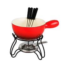 Conjunto de Fondue Lausanne Cerâmica Vermelho 8 Pçs 4 Pessoas CJFN-047VM - Hauskraft