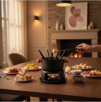 Conjunto De Fondue Para 6 Pessoas Com Garfos 11 Peças - Preta