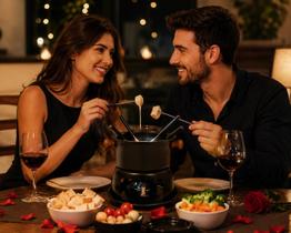 Conjunto De Fondue Para 6 Pessoas Com Garfos 11 Peças - Preta
