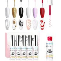 Conjunto de forros de arte de unhas eodci, 6 peças, preto, branco, vermelho, dourado, prata