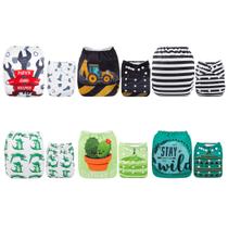 Conjunto de fraldas para bebês ALVA, pacote com 6 panos impermeáveis ajustáveis Conjunto de fraldas para bebês ALVA, pacote com 6 panos impermeáveis ajustáveis