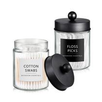 Conjunto de frascos de armazenamento SheeChung Qtip, suporte dispensador, 2 peças de vidro