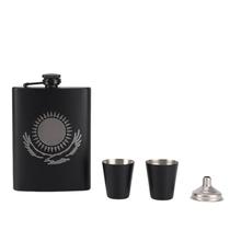 Conjunto de frascos de quadril em aço inoxidável preto com 2 copos de 180 ml