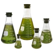 Conjunto de frascos Erlenmeyer Corning Pyrex 50-1000 ml com rolhas de borracha Conjunto de frascos Erlenmeyer Corning Pyrex 50-1000 ml com rolhas de borracha