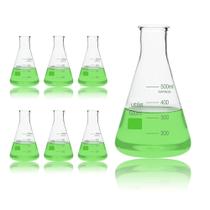 Conjunto de frascos Erlenmeyer de vidro, útil, 500 ml, boca estreita, 6 unidades