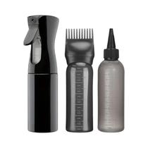 Conjunto De Frascos Plásticos Recarregáveis Com Spray, 3 Peças, Aplicador De Raiz Com Pente, Frasco