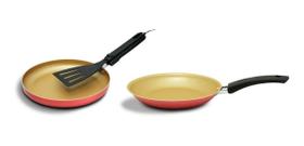 Conjunto De Frigideira E Panquequeira Vermelha 3 Peças