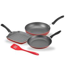 Conjunto De Frigideiras Antiaderente 3 Peças Com Espátula Silicone Alegrete Conjunto De Frigideiras Antiaderente 3 Peças Com Espátula Silicone Alegrete