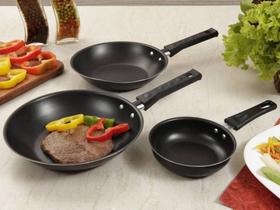 Conjunto De Frigideiras Antiaderente 3 Peças Nacional preto Conjunto De Frigideiras Antiaderente 3 Peças Nacional preto