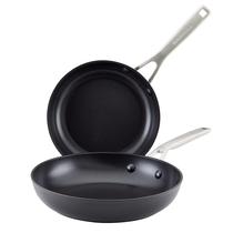 Conjunto de frigideiras antiaderente de indução anodizado rígido KitchenAid Conjunto de frigideiras antiaderente de indução anodizado rígido KitchenAid