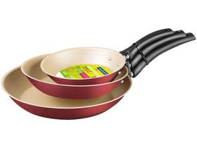 Conjunto de Frigideiras Antiaderente Tramontina de Alumínio 20198761 Turim Vermelha 3 Peças