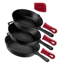 Conjunto de frigideiras de ferro fundido Cuisinel 8 + 10 + 12 polegadas pré-temperado