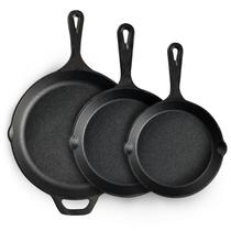 Conjunto de Frigideiras de Ferro Fundido EWFEN 6", 8", 10" Pré-temperadas