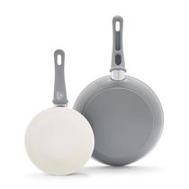 Conjunto de frigideiras GreenLife, cerâmica antiaderente, sem PFAS, cinza, 7 e 10 polegadas Conjunto de frigideiras GreenLife, cerâmica antiaderente, sem PFAS, cinza, 7 e 10 polegadas