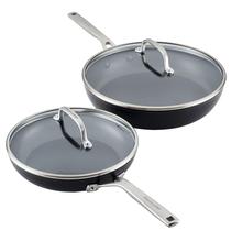 Conjunto de frigideiras KitchenAid de indução anodizada rígida de 4 peças Conjunto de frigideiras KitchenAid de indução anodizada rígida de 4 peças