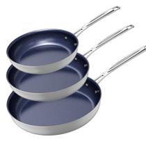 Conjunto de frigideiras Nuwave de 3 peças forjadas leves Duralon Blue Conjunto de frigideiras Nuwave de 3 peças forjadas leves Duralon Blue