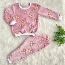 Conjunto de Frio Blusa e Calça Infantil em Fleece Peludinho Soft Masculino e Feminino Inverno