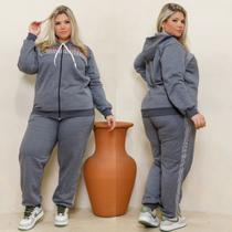 Conjunto De Frio Feminino Plus Size Com Capuz Moletom Premium