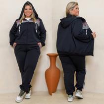 Conjunto De Frio Feminino Plus Size Com Capuz Moletom Premium