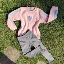 Conjunto de frio inverno infantil super quente boucle peluciado e legging térmica menina Conjunto de frio inverno infantil super quente boucle peluciado e legging térmica menina