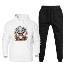 Conjunto de Frio Moletom Canguru Com Capuz 50% Algodao e Calça Lisa Com Bolso Confortavel Treino