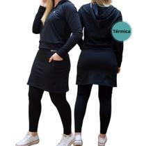 Conjunto De Frio Térmico Calça Saia Interno Peluciada Uv+ Roupa Fitness Evangélica Inverno