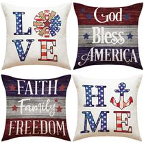 Conjunto de fronhas American Patriotic Love God Bless x4