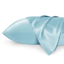 Conjunto de fronhas Bedsure King Size Satin Light Blue, 2 unidades