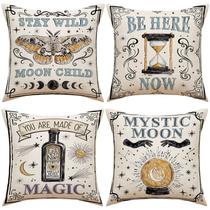 Conjunto de fronhas Boho Mystical Moon and Stars x4 linho