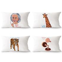 Conjunto de fronhas Cartoon Animal Funny Giraffe Tiger x4