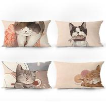 Conjunto de fronhas Cartoon Cat Cute Animal Cats Plush x4 40x60cm Conjunto de fronhas Cartoon Cat Cute Animal Cats Plush x4 40x60cm