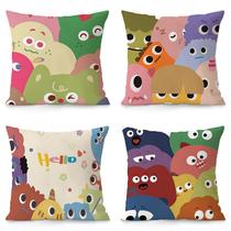 Conjunto de fronhas Cartoon Monster Decorative Throw Almofada x4