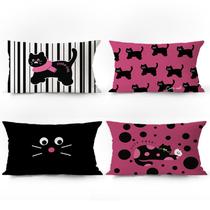 Conjunto de fronhas Cute Cartoon Cat Playful Black Cat Polka Dot Conjunto de fronhas Cute Cartoon Cat Playful Black Cat Polka Dot