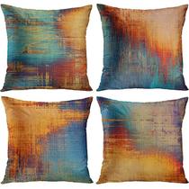 Conjunto de fronhas de linho abstrato colorido 45x45cm (conjunto de 4) Conjunto de fronhas de linho abstrato colorido 45x45cm (conjunto de 4)